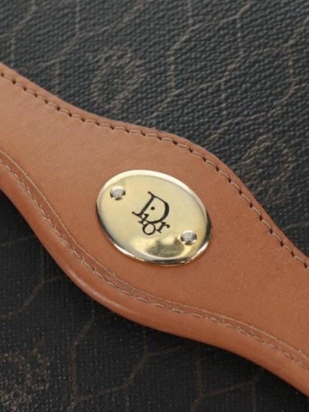 Christian Dior Honeycomb Canvas Chain Shoulder Bag Black Gold Auth am10539V - Picture 11 of 16